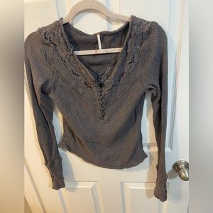 FREE PEOPLE | Come On Over Henley Top in Washed Black